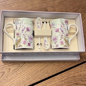 Delton Porcelain - Lavender rose mug and spoon set
